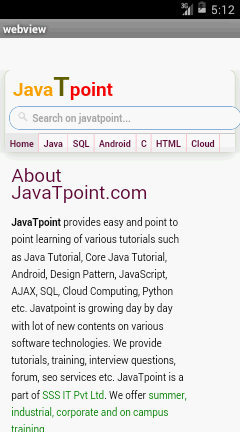 android webview example output 2