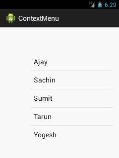 android context menu example output 1