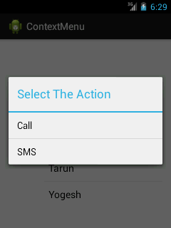 android context menu example output 2